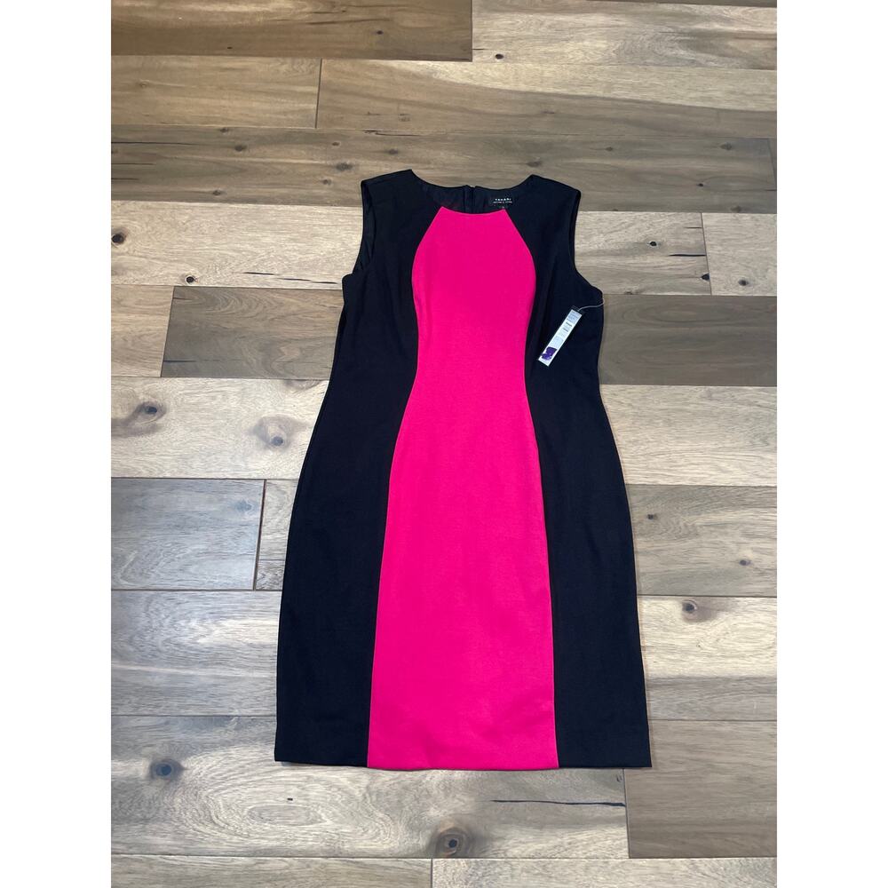 Tahari Arthur S. Levine Sheath Dress Size 12 Fuchsia Pink Black New With Tag - Picture 4 of 9
